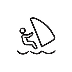 Image showing Wind surfing sketch icon.