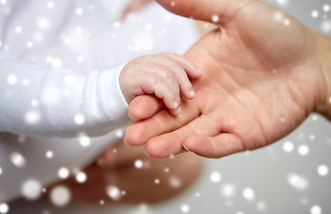 Image showing close up of mother and newborn baby hands