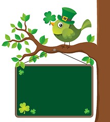 Image showing St Patricks Day theme board with bird