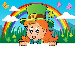 Image showing Lurking leprechaun girl theme 2