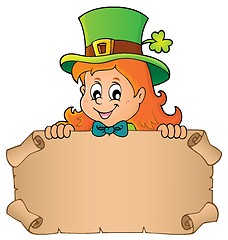 Image showing Leprechaun girl holding parchment 1