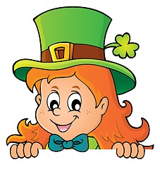 Image showing Lurking leprechaun girl theme 1