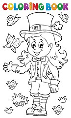 Image showing Coloring book leprechaun girl theme 1