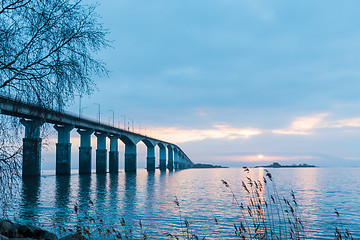 Image showing Dawn by the bridge