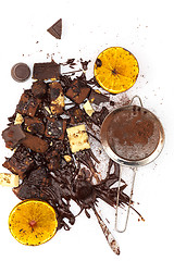 Image showing Pile of broken chocolate