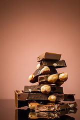 Image showing Pile of broken chocolate