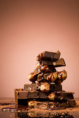 Image showing Pile of broken chocolate