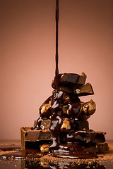 Image showing Pile of broken chocolate