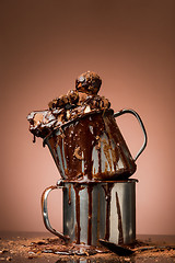 Image showing Pile of broken chocolate