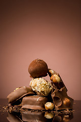 Image showing Pile of broken chocolate