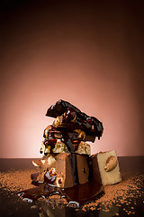 Image showing Pile of broken chocolate