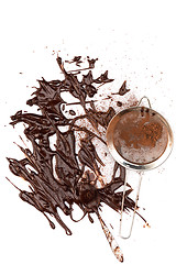 Image showing The top view of hot chocolate