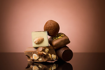 Image showing Pile of broken chocolate