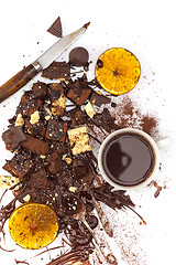 Image showing Pile of broken chocolate