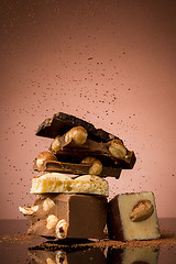 Image showing Pile of broken chocolate