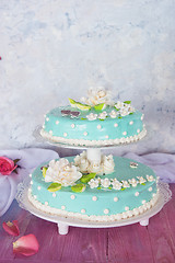 Image showing wedding cake with flowers