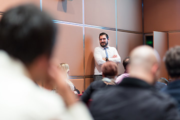 Image showing Speaker Giving a Talk at Business Meeting.