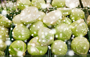 Image showing close up of cabbage at grocery store or market