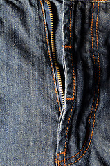 Image showing Denim jeans background with zipper