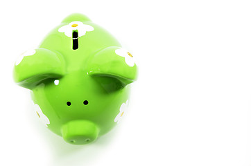 Image showing Grreen piggy bank isolated 