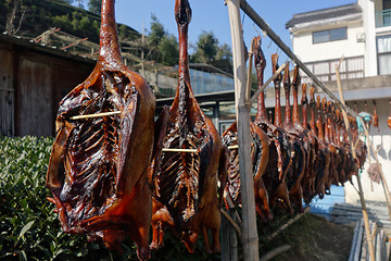 Image showing The duck dried hanging for sale