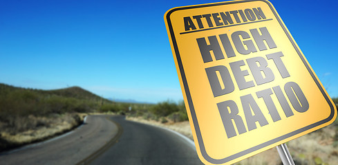 Image showing High debt ratio road sign