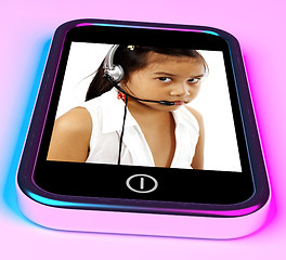 Image showing Child With Headset Talking Over The Internet