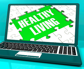 Image showing Healthy Living On Laptop Shows Wellbeing