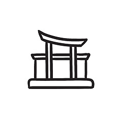 Image showing Torii gate sketch icon.