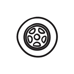Image showing Car wheel sketch icon.