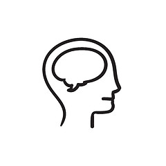 Image showing Human head with brain sketch icon.