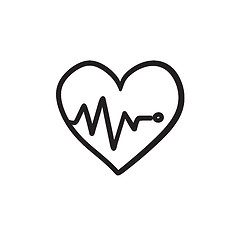 Image showing Heart with cardiogram sketch icon.