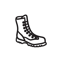 Image showing Boot with laces sketch icon.