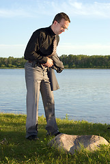 Image showing Businessman with Stomach Ache