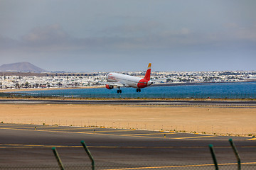 Image showing ARECIFE, SPAIN - APRIL, 15 2017: AirBus A321 of IBERIA with the 