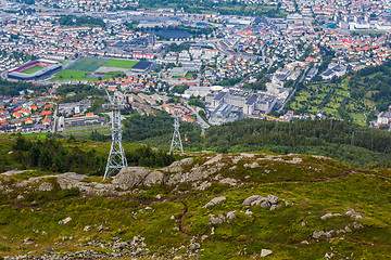 Image showing Stunning views of Bergen city from Ulriken