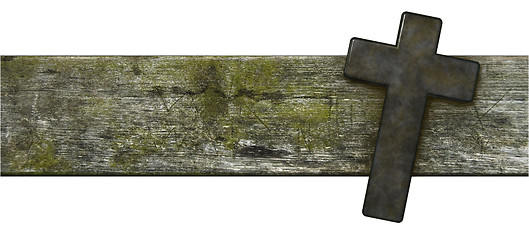 Image showing christian cross on old wooden plank - 3d illustration