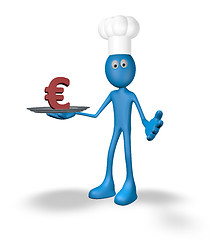Image showing cook and plate with euro symbol - 3d rendering