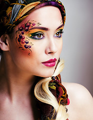 Image showing close up portrait of beauty woman with face art