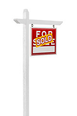 Image showing Right Facing Sold For Sale Real Estate Sign Isolated on a White 