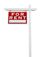 Image showing Left Facing For Rent Real Estate Sign Isolated on a White Backgo