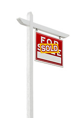 Image showing Right Facing Sold For Sale Real Estate Sign Isolated on a White 