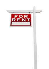 Image showing Left Facing For Rent Real Estate Sign Isolated on a White Backgo