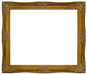 Image showing Vintage gilded wooden Frame Isolated with Clipping Path