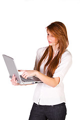 Image showing Beautiful Girl Holding a Laptop