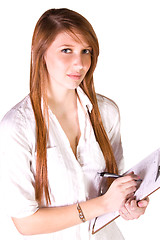 Image showing Beautiful Girl With a Clipboard
