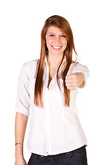 Image showing Beautiful Girl Giving the Thumbs Up