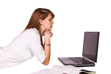 Image showing Beautiful Girl Working on Her Laptop