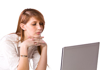 Image showing Beautiful Girl Working on Her Laptop