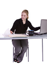 Image showing Businesswoman at His Desk Working